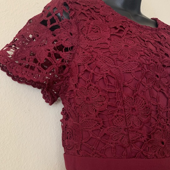 Pinkblush Maroon Crochet Open Back Maternity Dress - Picture 6 of 12